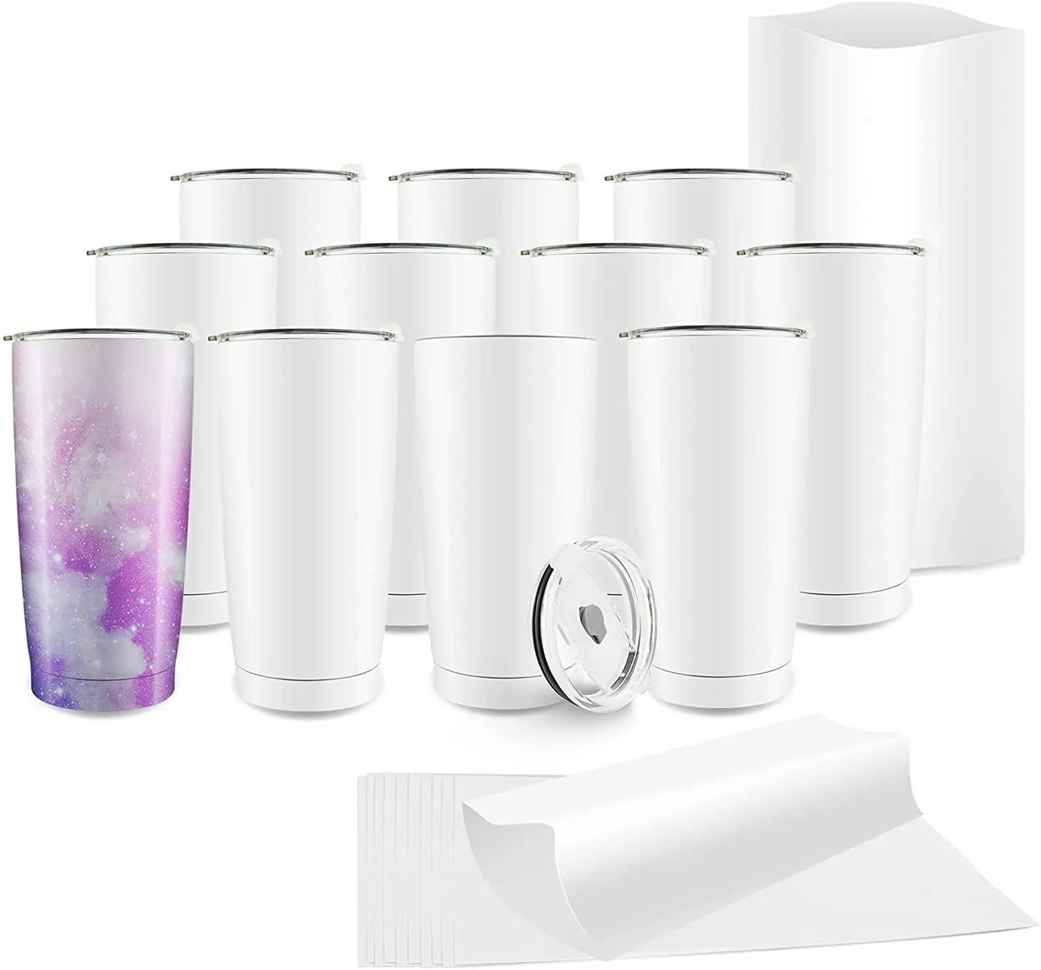 

Sublimation Blank White Double Wall Stainless Steel Vacuum Cup sublimation mug supplier 20oz skinny straight tumblers with lid