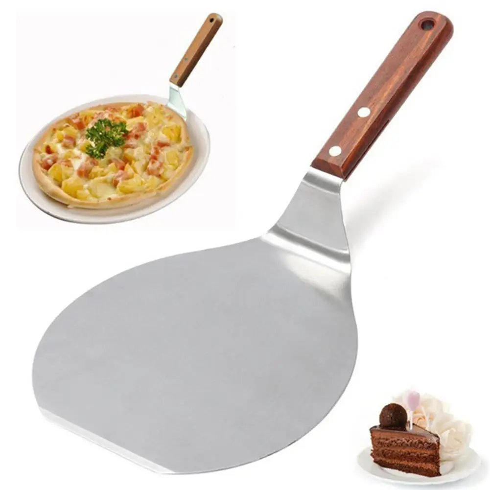 

13inch Pizza Stone Baking Pastry Tools Stainless Steel Anti-scalding Pizzas Spatula Oak Handle Cake Shovel Kitchen Accessories