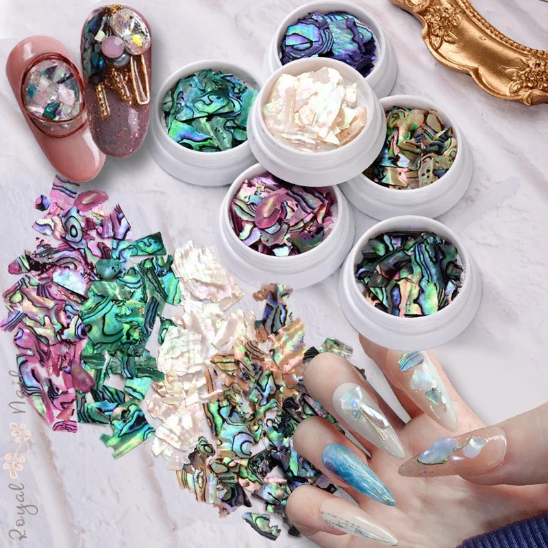 

6 Colors Natural Shell Crushed Flakes 3D Nail Art Ornament