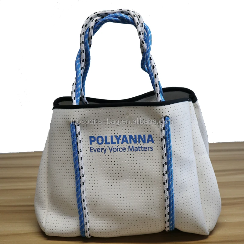 

Double Straps Private Logo Factory Neoprene Beach Shopping Perforated Bag Tote