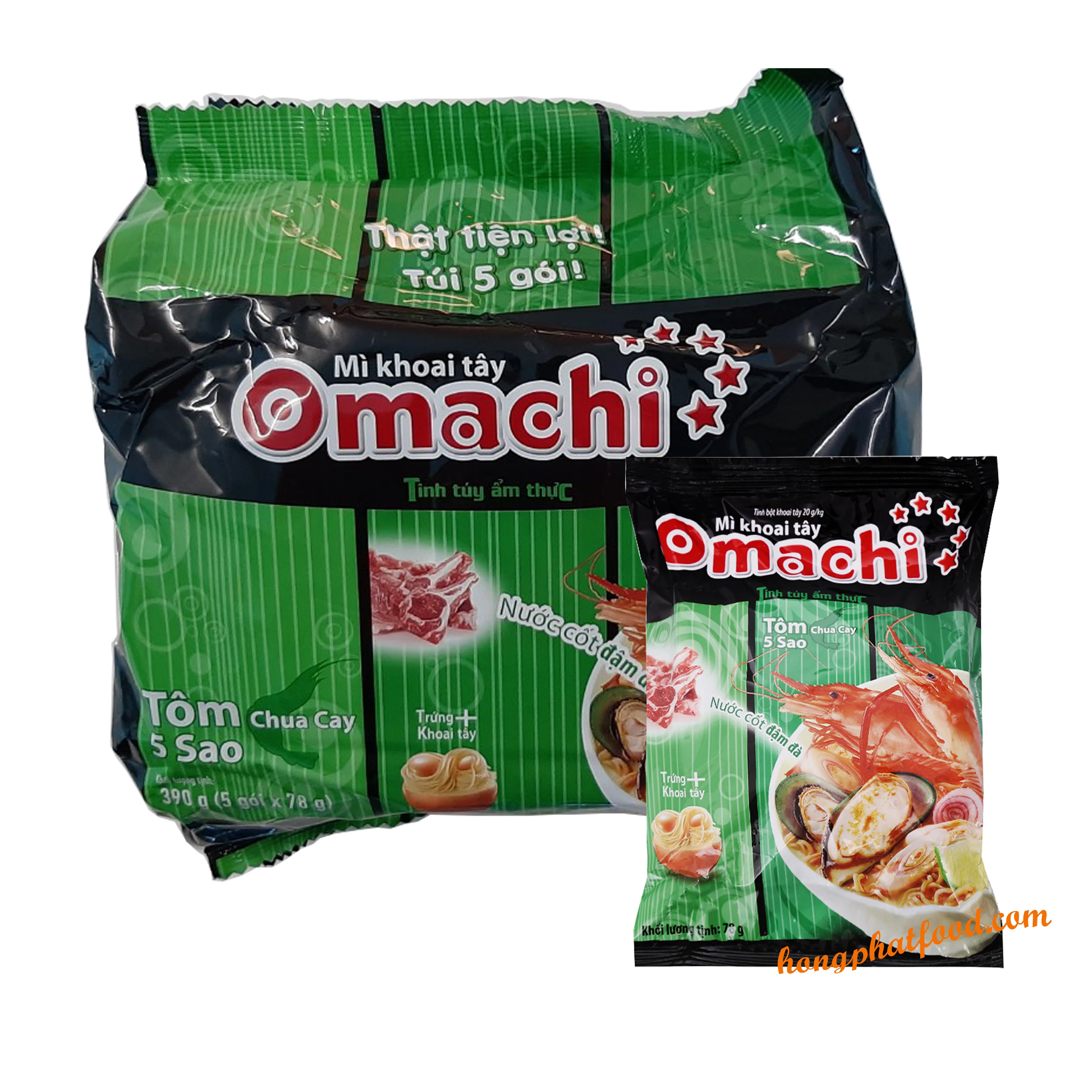 
OMACHI Potato Noodle Hot Pot Sour & Shrimp - 78g 