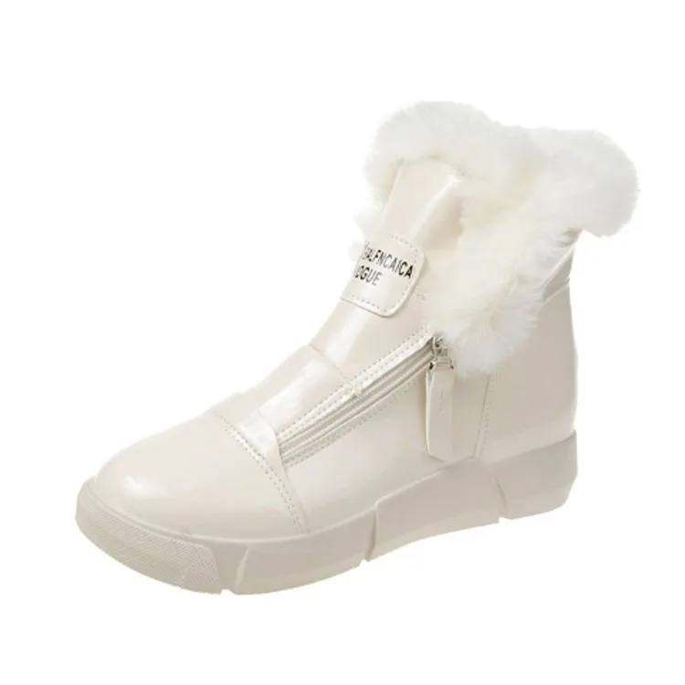 

Hot selling women's walking boot fashion keep warm girl casual flat boots white boots