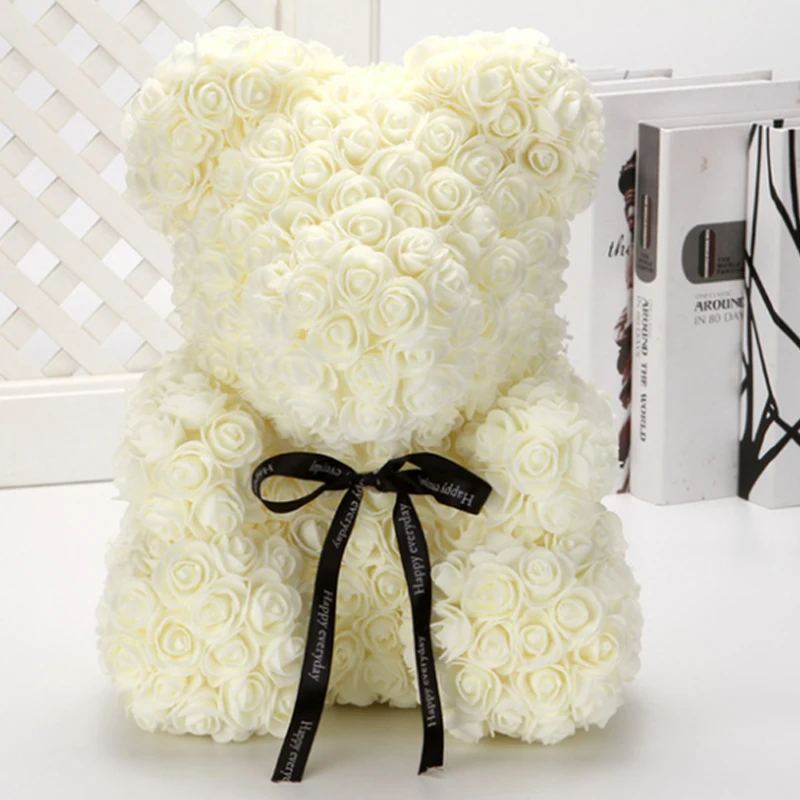 

Valentine's Day Gift Big Foam Rose Artificial Flowers Box Rich Color Foam Roses Flowers Teddy Rose Bear With Gift Box