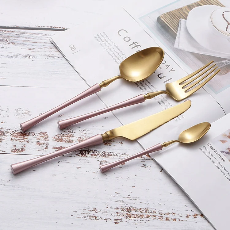 

Amazon Custom Logo 4 Pieces Cutlery Set with Wooden Box For Gift Wedding Stainless Steel Silverware Flatware, Customized color