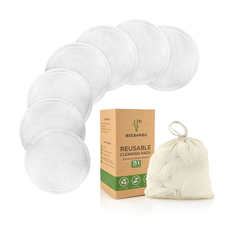 

Makeup Remover Reusable Packs Natural Bamboo Cottons Facial Skin Caring Face Clean Pads, White
