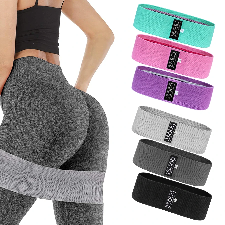 

Wholesale Custom Printed 3 level Gym Fitness Latex Exercise Glute Loop Fabric Hip Butt Resistance Band Set