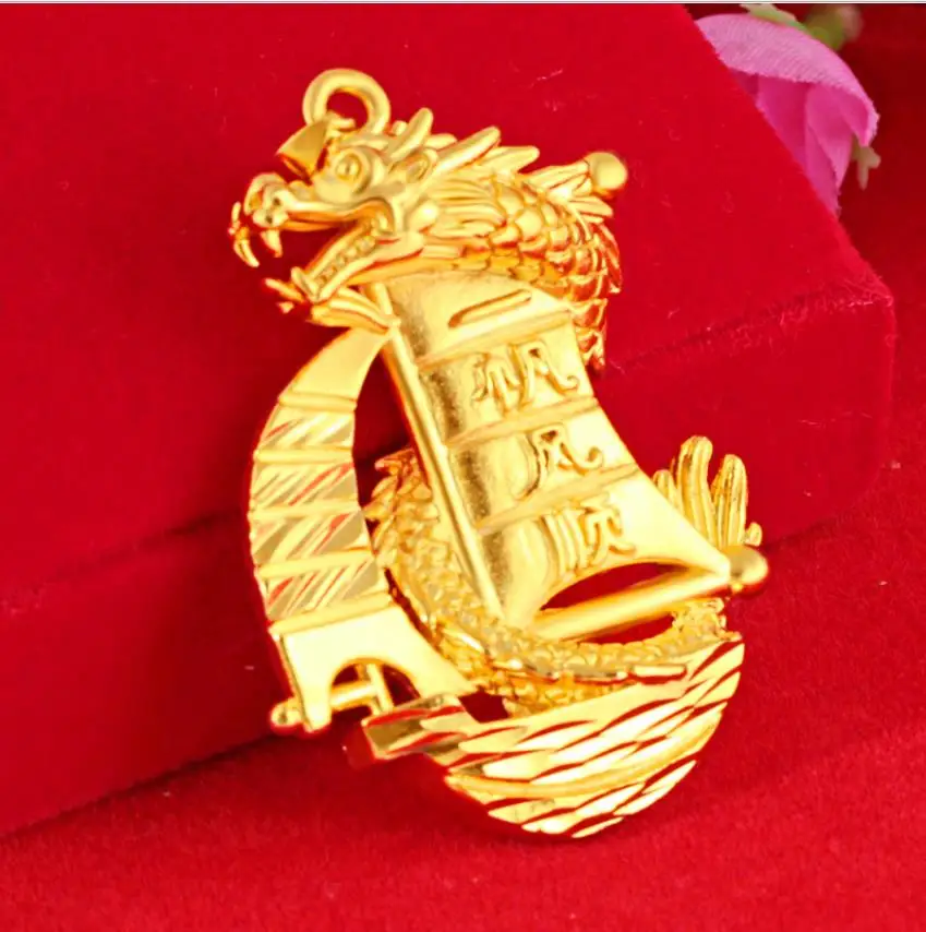 

Hi 24k gold pendant for men fashion classic jewelry male Smooth sailing pendant gold filled