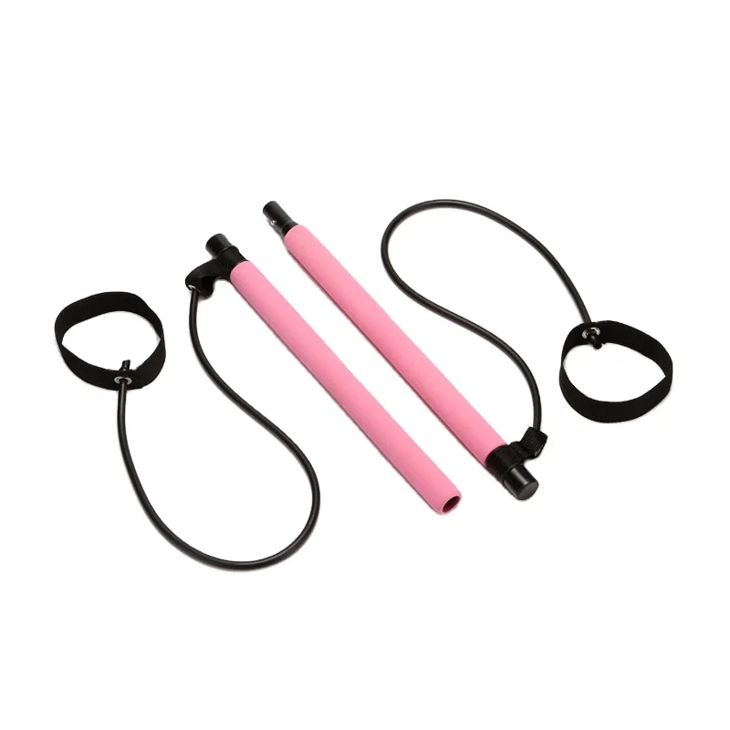 

Fitness Accessories Portable Elastic 2 Foot Loops Lightweight Trainer Pilates Bar Gym Stick with Resistance Band
