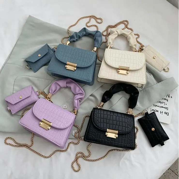 

Wholesale Hot Selling 2 Pcs/Set Pu Leather Purses Fashion Ladies Handbag and Purse Set for Women, 4 color