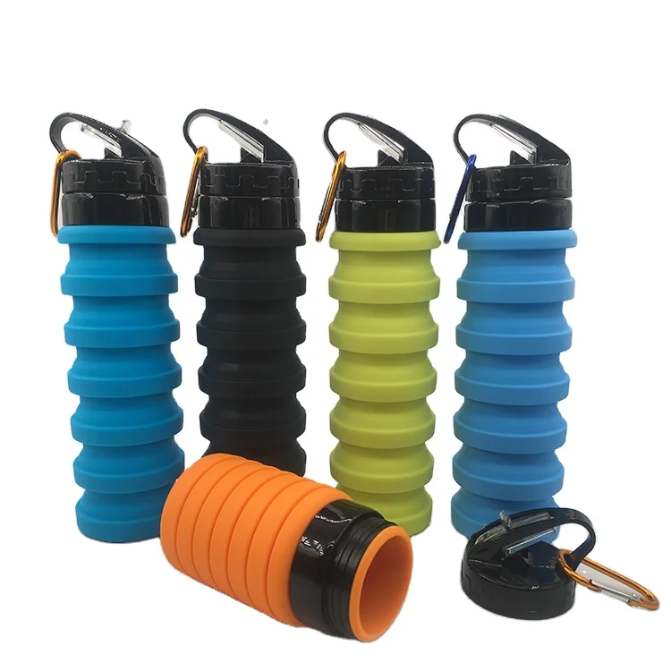 

Custom Logo Eco Friendly Food Grade Bpa Free Foldable Outdoor Travel Sport Silicone Collapsible Water Bottle, Customized colors acceptable