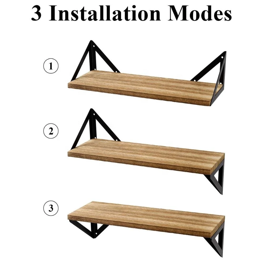 
Amazon new trend product Floating Shelves Wall Mounted Rustic Wood Wall Shelves 