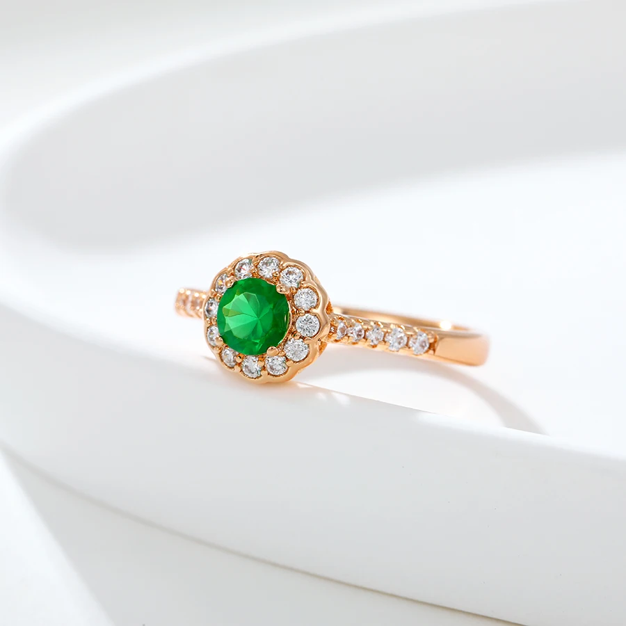 

X000648909 XUPING Jewelry Green Crystal Gemstone Ring Jewelry 18K Gold Plated Rings Jewelry Women