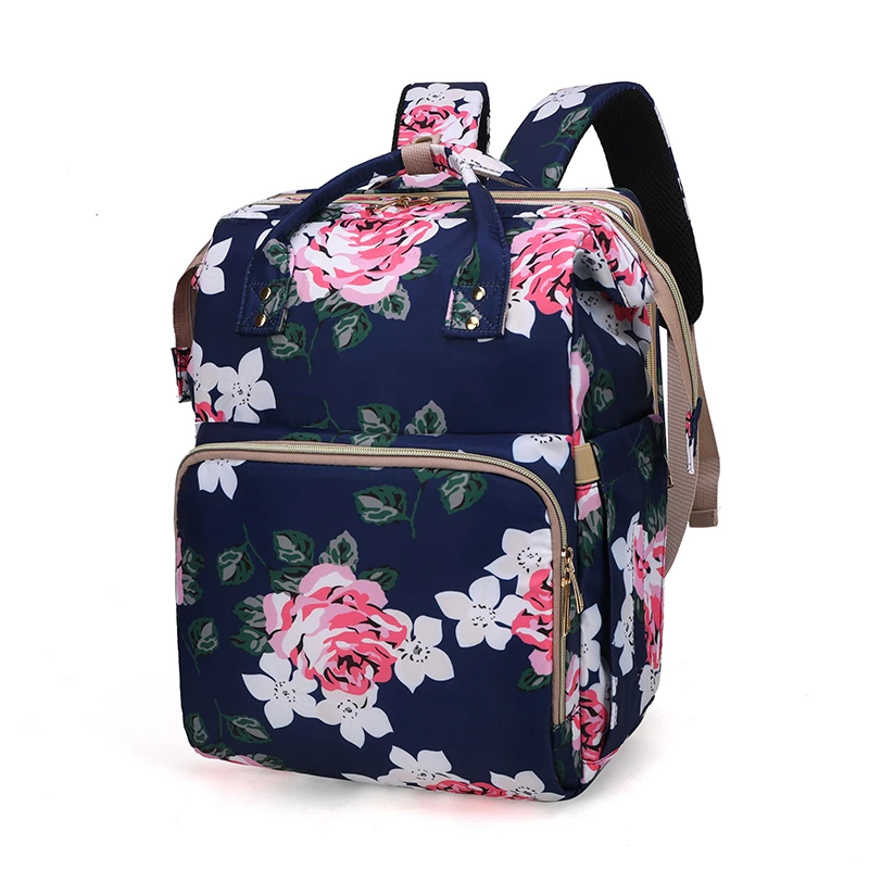 

Lokass Women Maternity Floral Baby Nappy Bag Diaper Bag Backpack Diaper Bag with Bottle Warmer with Diaper Pad