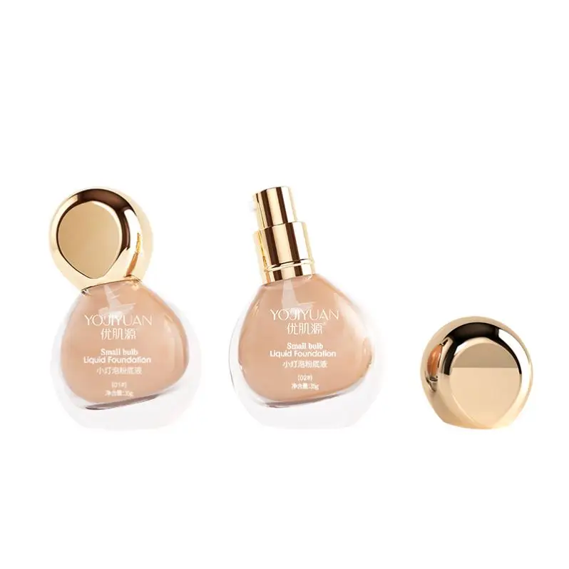 

High Quality Small Bulb Glass Bottle Full Coverage Skin Face Concealer Makeup Liquid Foundation