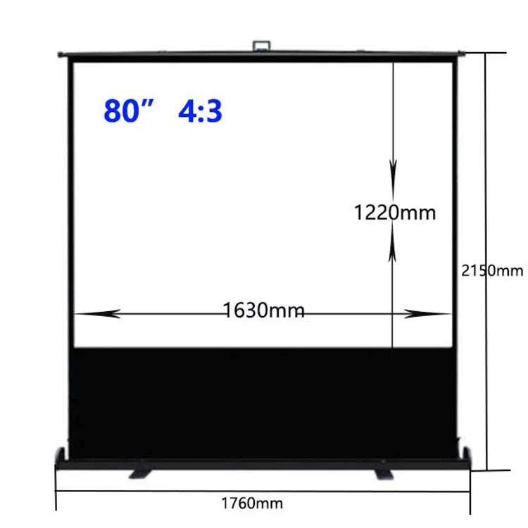80 Inch 4:3 Matte White Portable Floor Up Projection Screen Floor Rasing Projector Screen