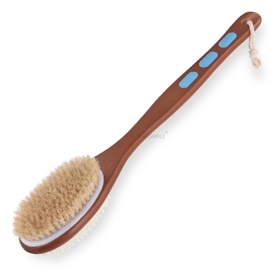 

Body Brush back brush long handle for shower Two Sided with Hard and Soft Bristles with Exfoliating massage Treesmile OEM logo