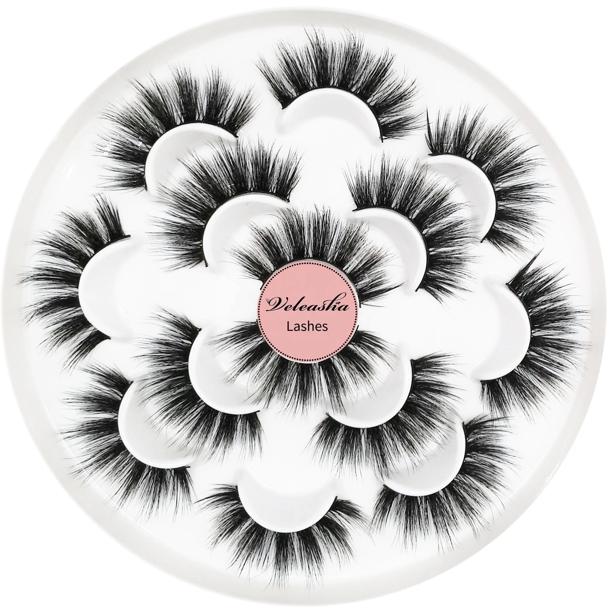 

Veleasha 5D Faux Mink Lashes 1/ 5/ 7 Pairs Pack Dubai Eyelashes Handmade Luxurious Volume Fluffy Natural False Eyelashes