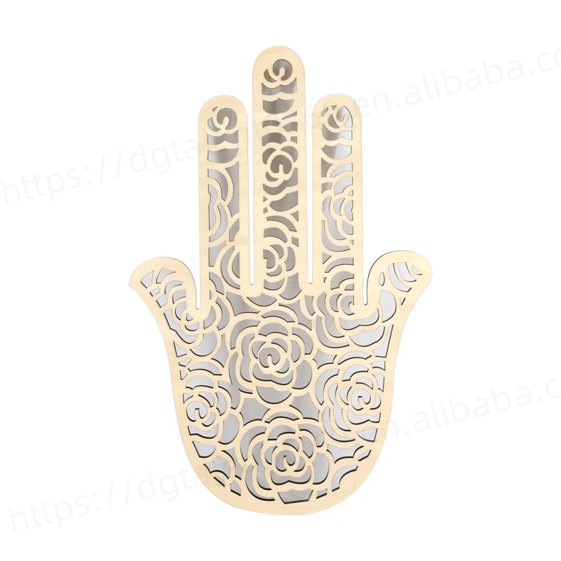 Tailai Best Selling Hamsa Sacred Geometry Wall Decor for Home Meditation Wall Sculpture Natural Wood Wall Symbol Spiritual Decor