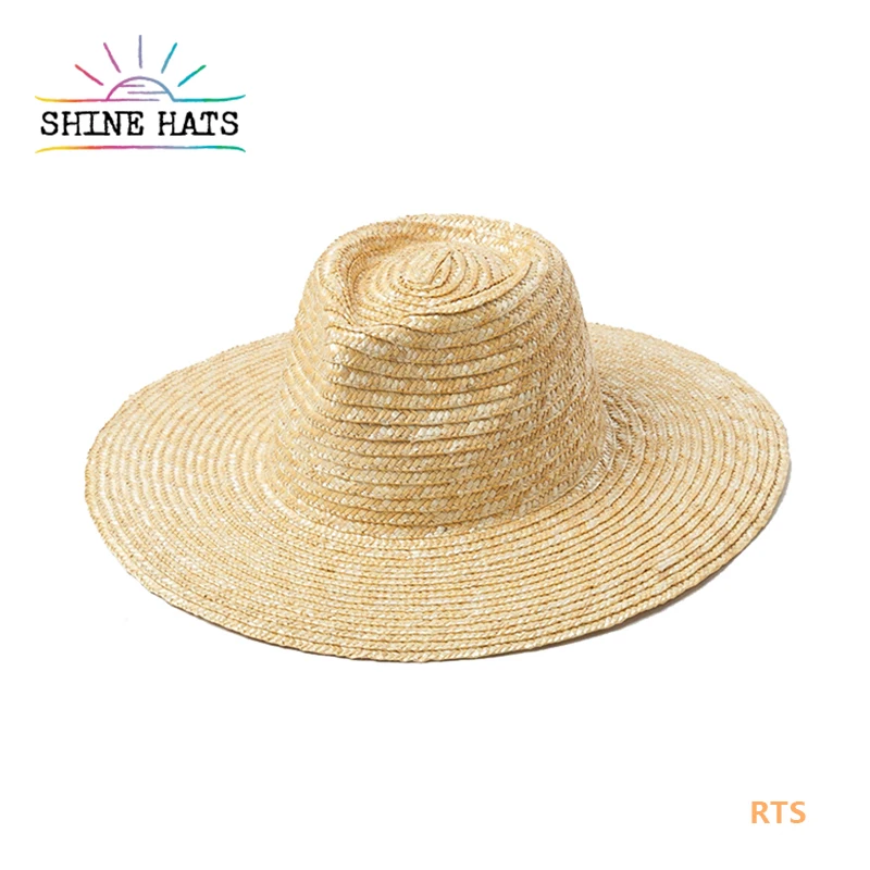 

2022 Shine Hats Brim Visor Straw Hats Adjustable Summer Beach Sombreros Vintage for Women Teardrop Top 1.0cm Fine Wheat 9-10cm