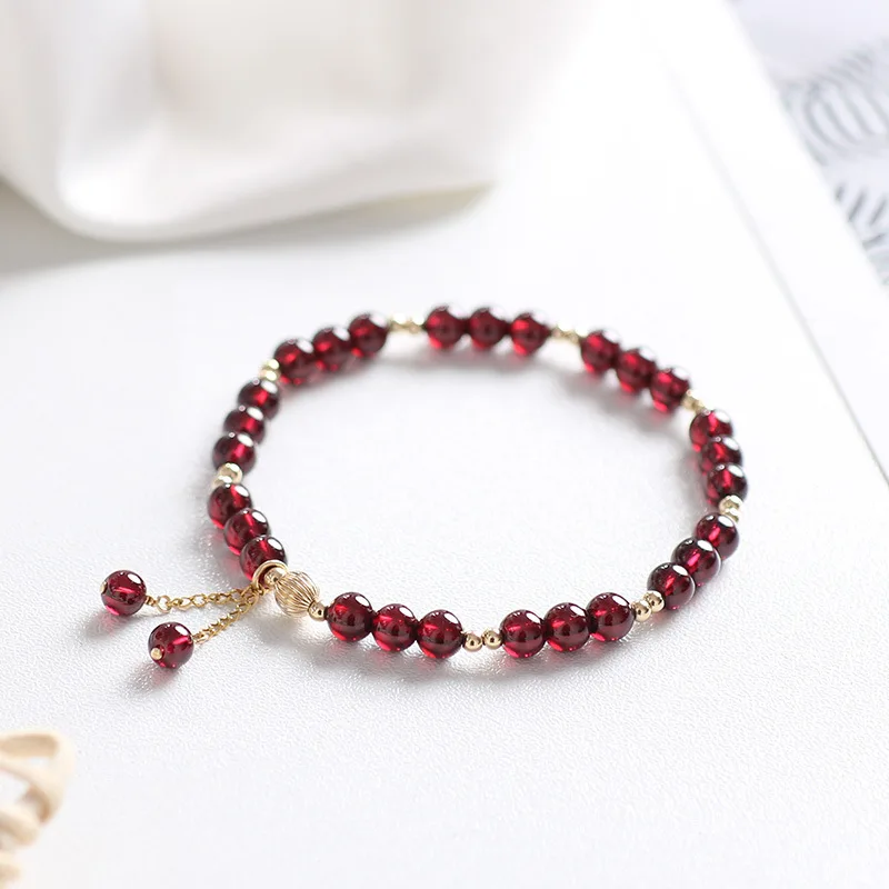 

Fashion Natural Crystal Garnet Bracelet girl Exquisite gift for women 14k gold plated bracelet, As picture