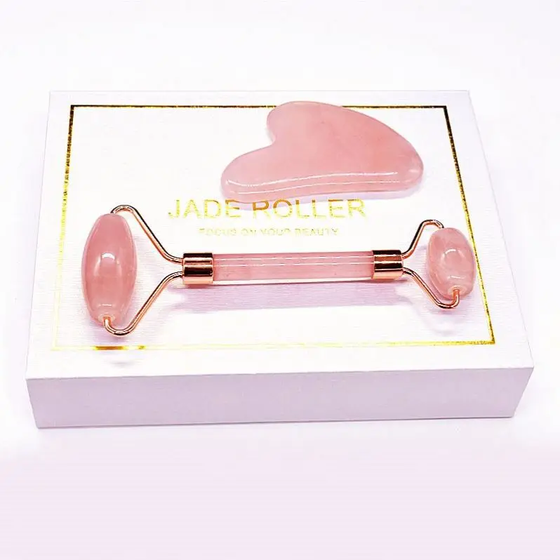 

Factory Direct Peach Jade Golden Roller Gift Setith Oilet Jade Roller, As picture