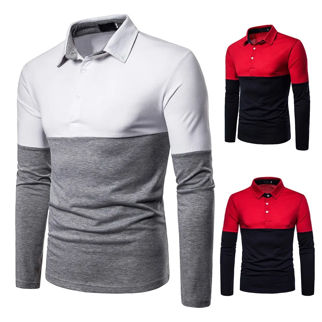 

Mens Polo Shirt Brands Male Long Sleeve Fashion Casual Slim Embroidery Splice Slim Fit Polos Men, Customized color