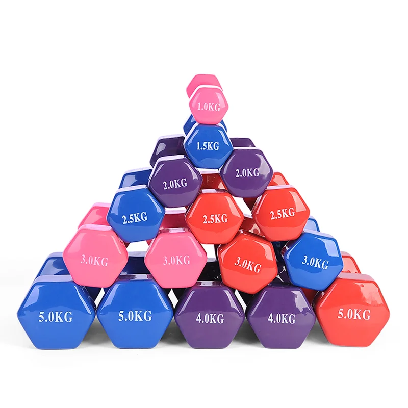 

Wholesale Gym Fitness Training Equipment Portable Colorful Rubber Hex Dumbbell