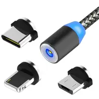 

Upgraded LED Indicator 1M Nylon Braided USB C Magnetic fast Charging Cable With Micro USB Cable USB2.0 3in1 type c Cable