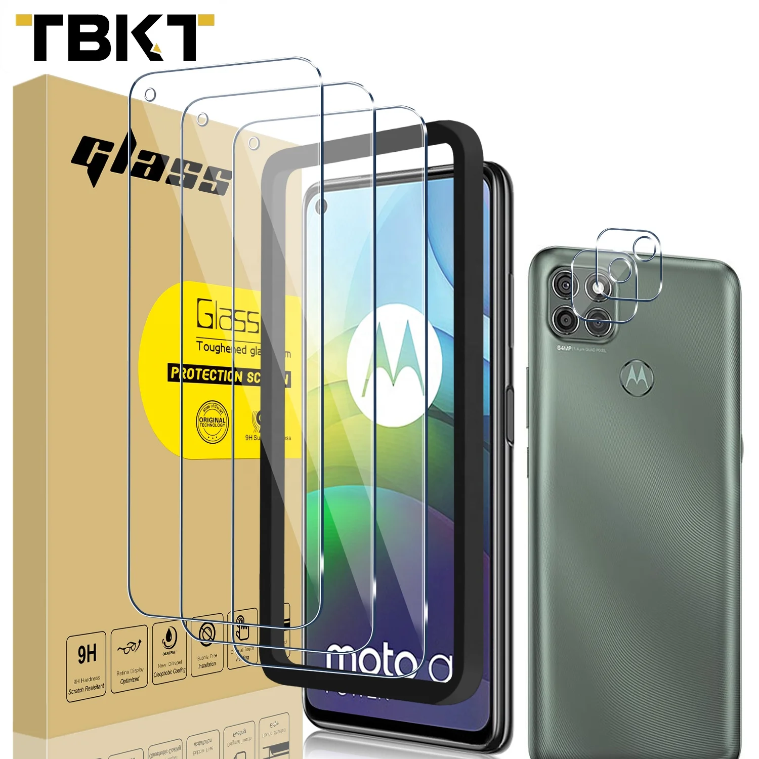 

Bubble Free Tempered Glass 3+2 Camera cover Screen Protective Glass Anti-Scratch For MOTO G9 POWER