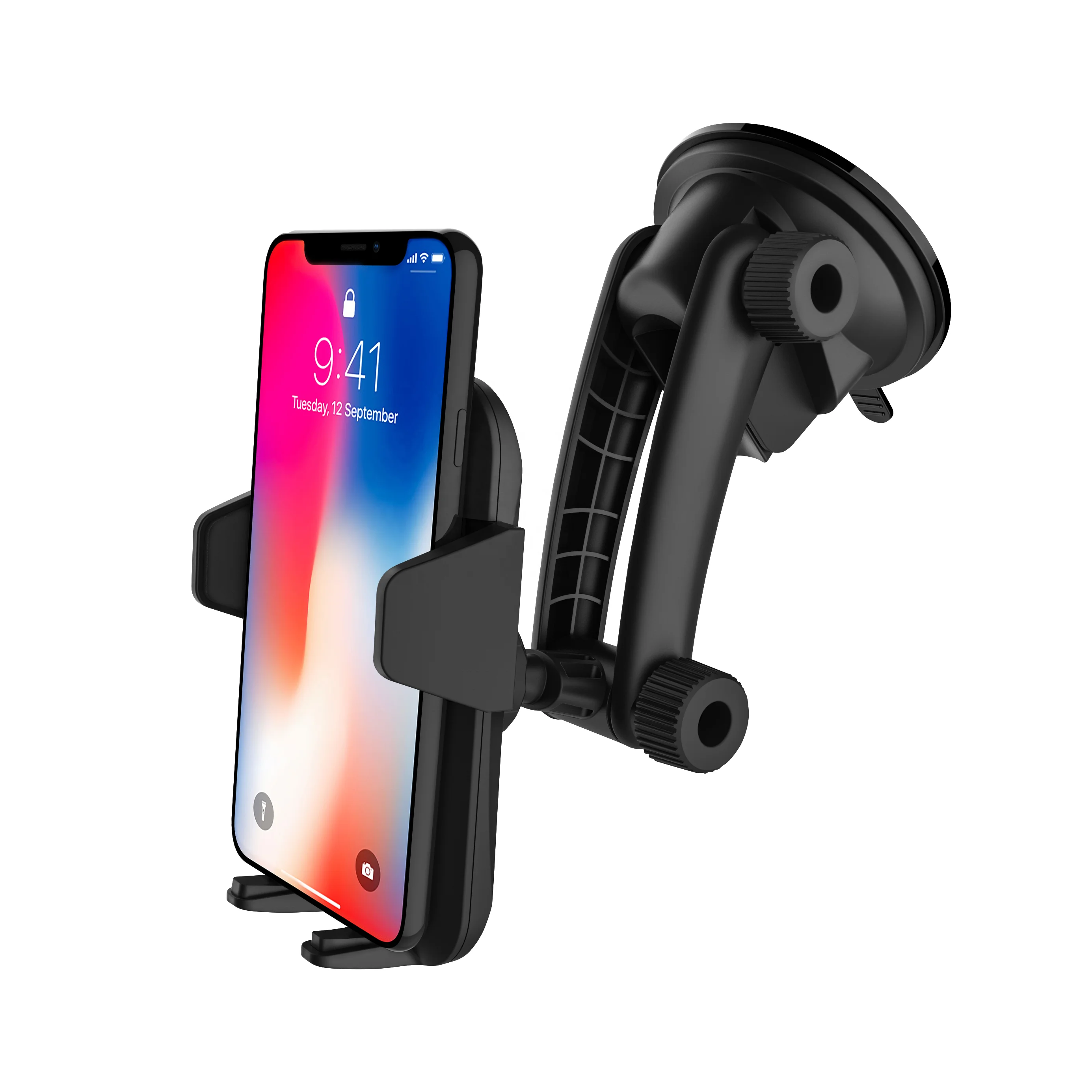

Universal Mobile Car Dashboard Windshield Suction Cup Car Phone Holder Long Arm H115+C115, Black/grey