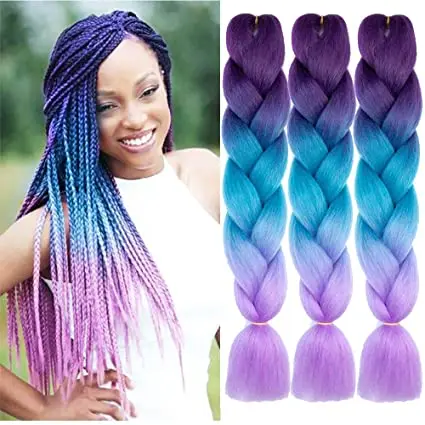 

Wholesale synthetic hair extension high quality ombre braiding hair raw material jumbo braid synthetic braiding hair 3pcs/pack, Picture show