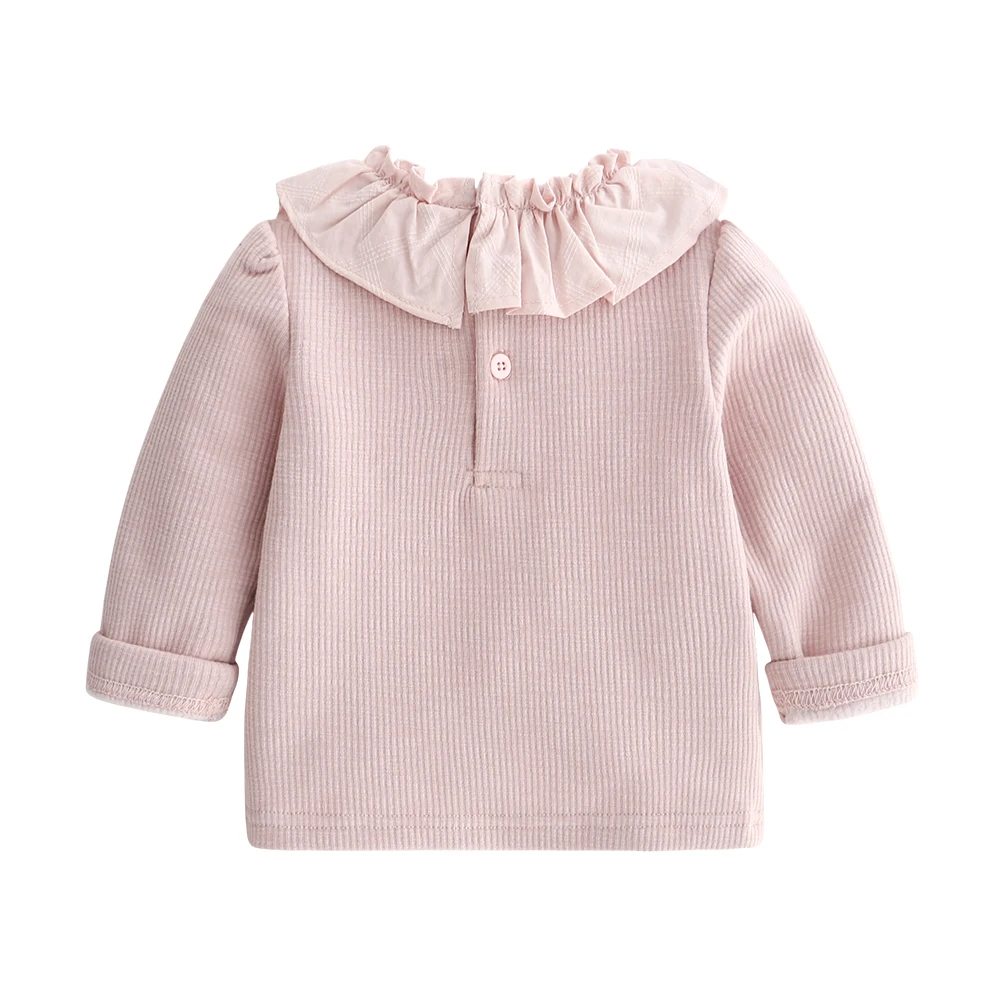 
Autumn Winter Plain Round Collar T-shirt for Baby Girls Long sleeve Flannelette toddler undershirt cute baby clothes 