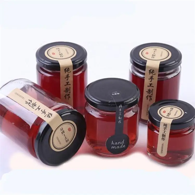 

180ml 280ml Transparent round shape wide mouth Spice Jars honey jam jelly glass Storage Jar with metal lid, Colorless