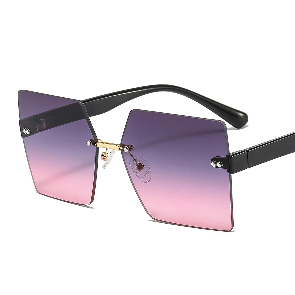 

New trend square rimless oversized shades vintage colorful gradient luxury frameless sun glasses lentes de sol, Mix color or custom colors