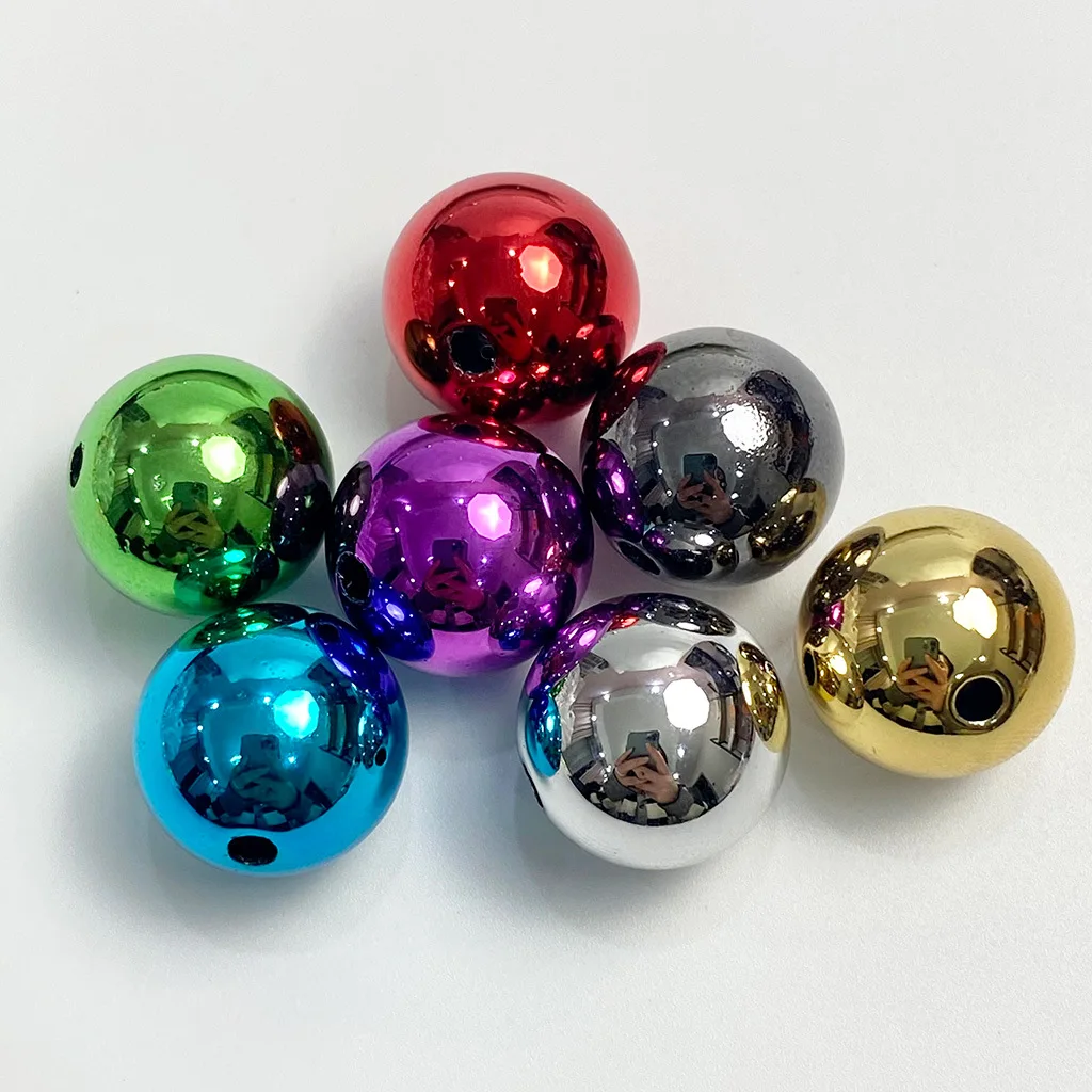 

JC crystal 20 pieces per bag metallic gold and silver beads 14mm 16mm christmas colors DIY pearl acrylic round beads