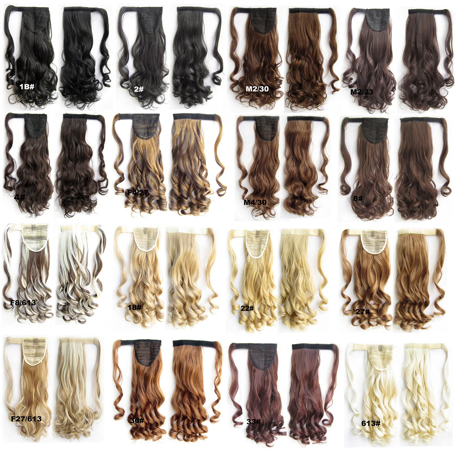 

Ainizi long body wave hook&loop synthetic ponytail hair extension with bandage for women 47 colors available