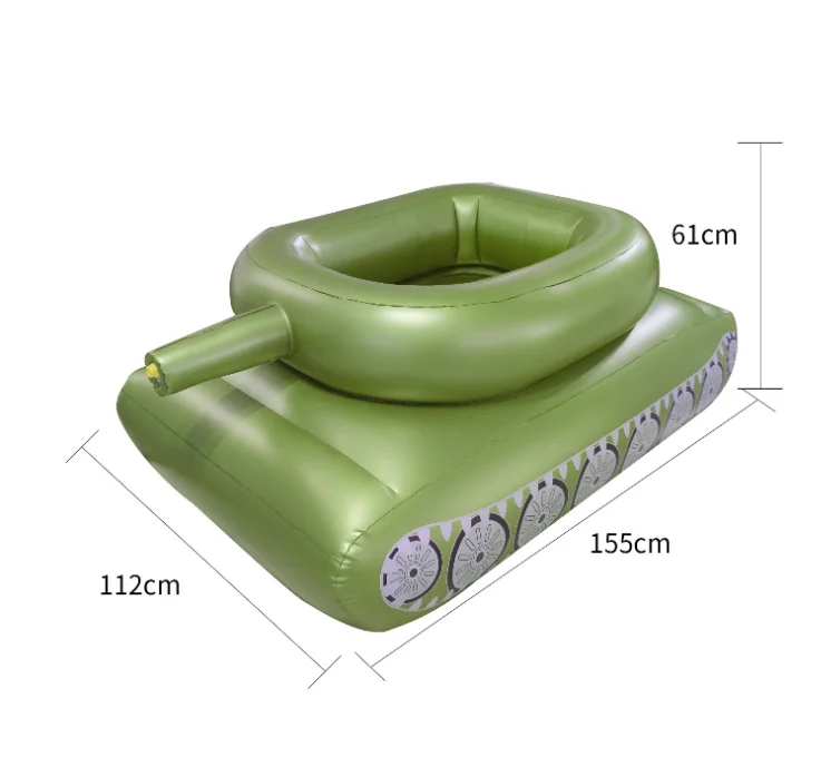 

Groovy Water Battles Fighting Toy Inflatable Army green Tank Shaped Float Pool Punisher with Squirt /Water Gun 155*112*60 cm