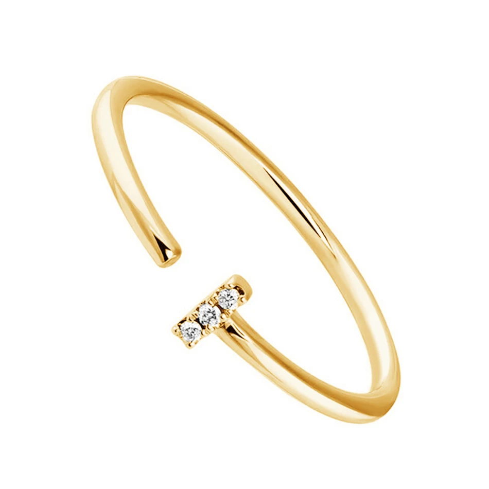 

silver factory jewelry manufacturers 925 sterling silver 18k gold plated zircon adjustable ring for women jewelry