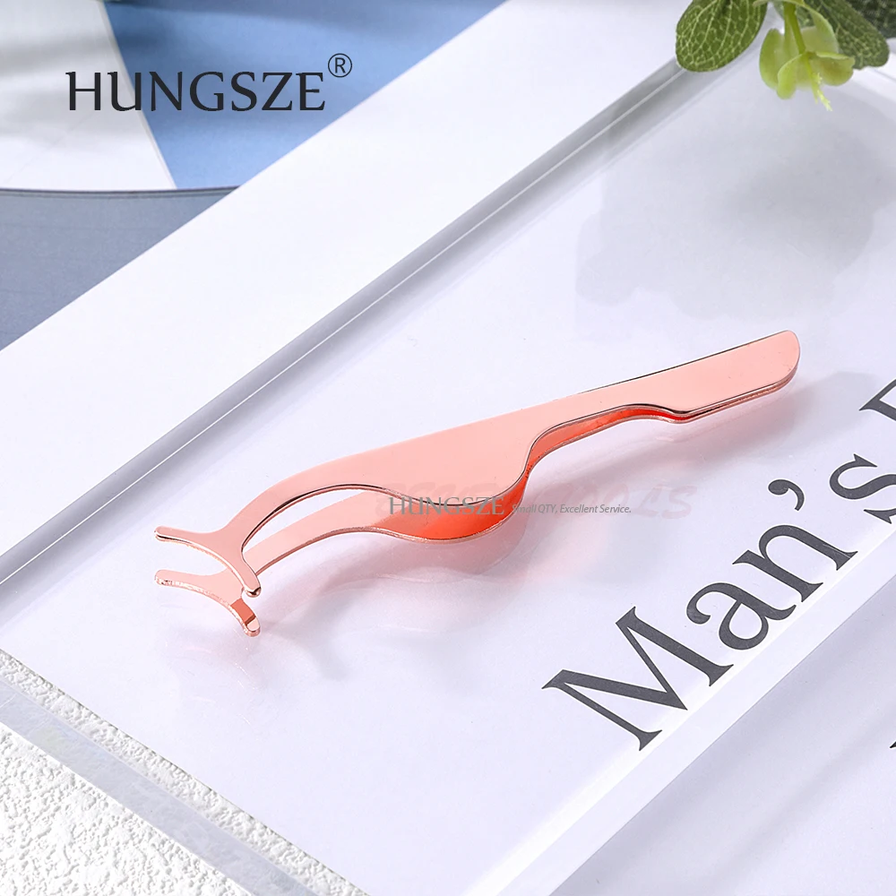 
False Lash Tweezers Eyelash Applicator Eyelash Extension Tweezers Private Label Rose Gold PVC bag with Shiny Paper Card 