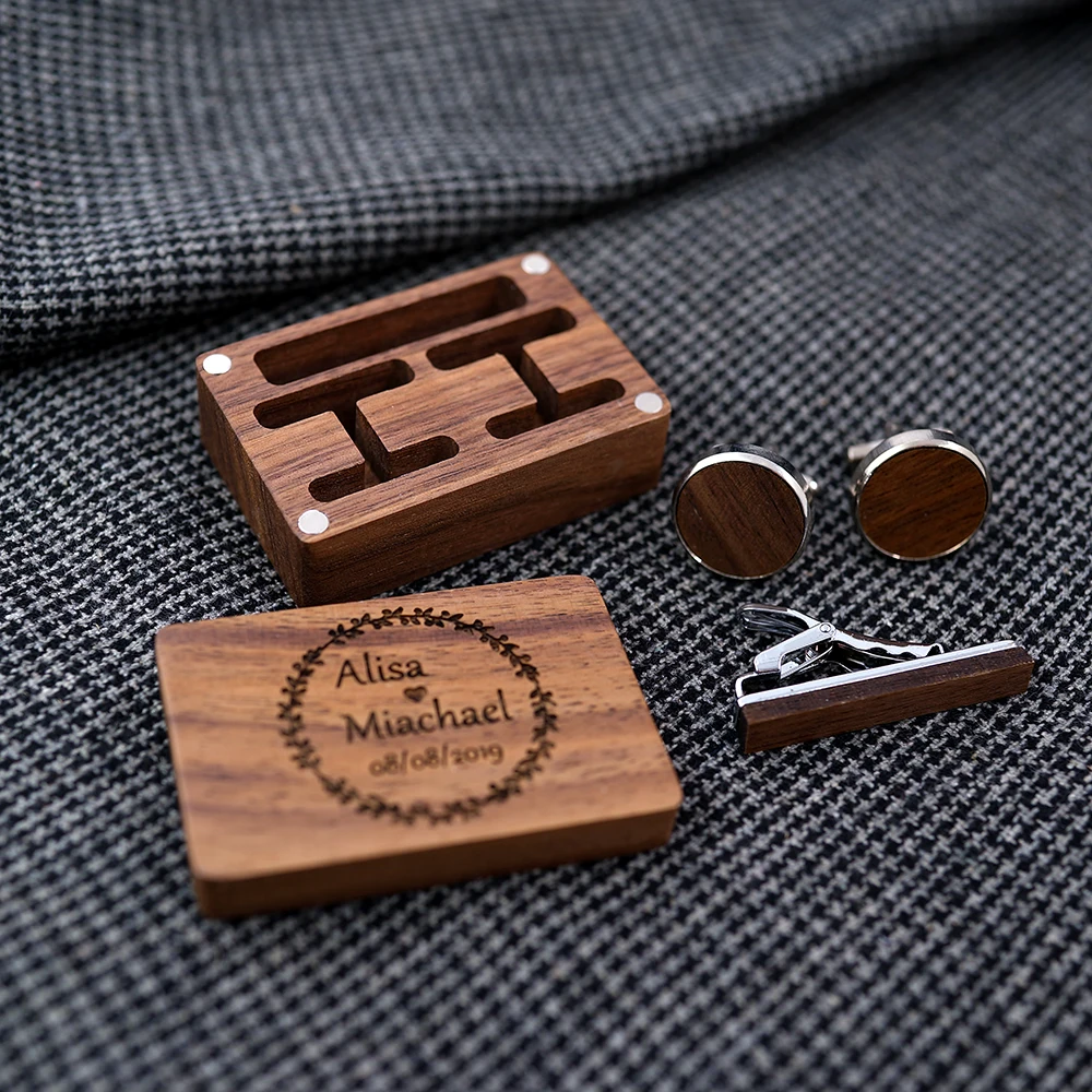 

2020 New Arrival Custom Fashion Handmade Wooden Cufflink For Men, Picture