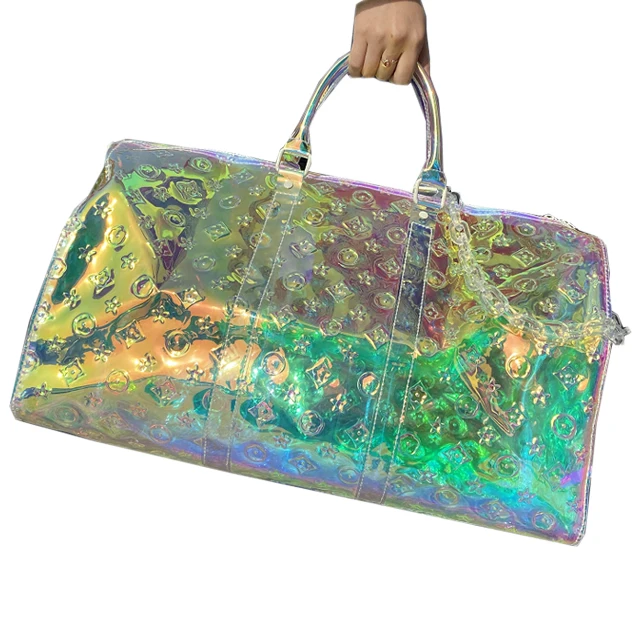 

Yzora hot sale transparent holographic bags custom travel bags weekender overnight duffle bag for women, Laser,custom