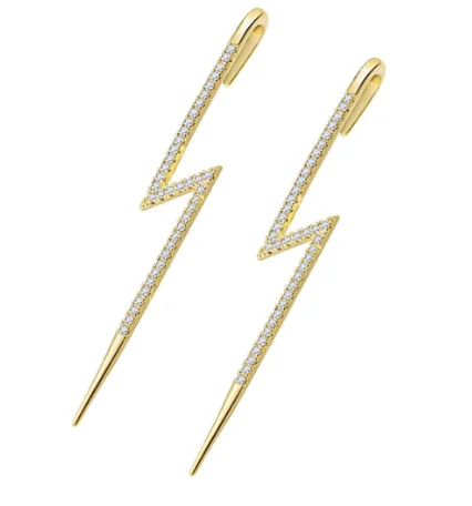 

2 PCS Gold Ear Cuff Wrap Crawler Hook Earrings Sets for Women Girls Unique Long Earrings Hypoallergenic Stud Climber Earrings, As the picturs