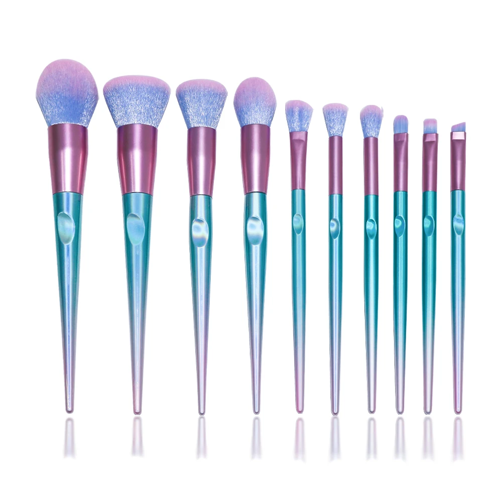 

10 PCS Custom Private Label Candy Color Finger Print Professional Eyebrow Eye Shadow Lash Concealer Blush Kit MAKEUP BRUSH SET