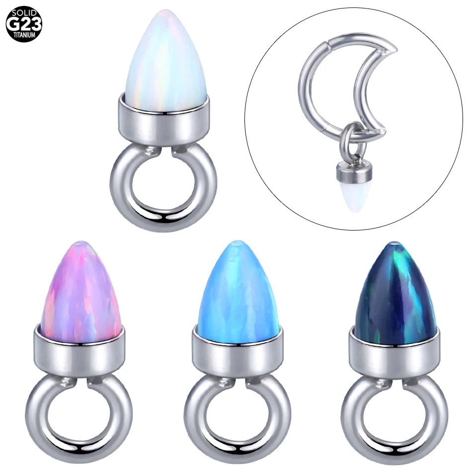 

Titanium Opal Beads Pendants Jewelry Accessories For Nose Ring Hoop Earrings Nipple Piercing Nostril Decoration Punk