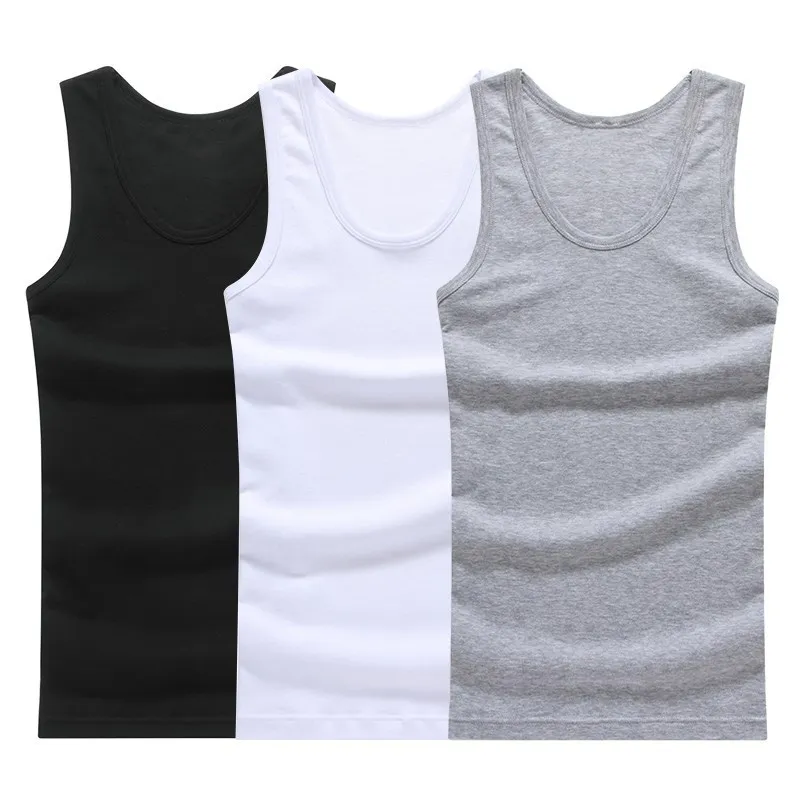 

Hot Sale 3pcs / 100% Cotton Mens Sleeveless Tank Top Solid Muscle Vest Undershirts O-neck Gymclothing Tees Whorl Tops, Custom color