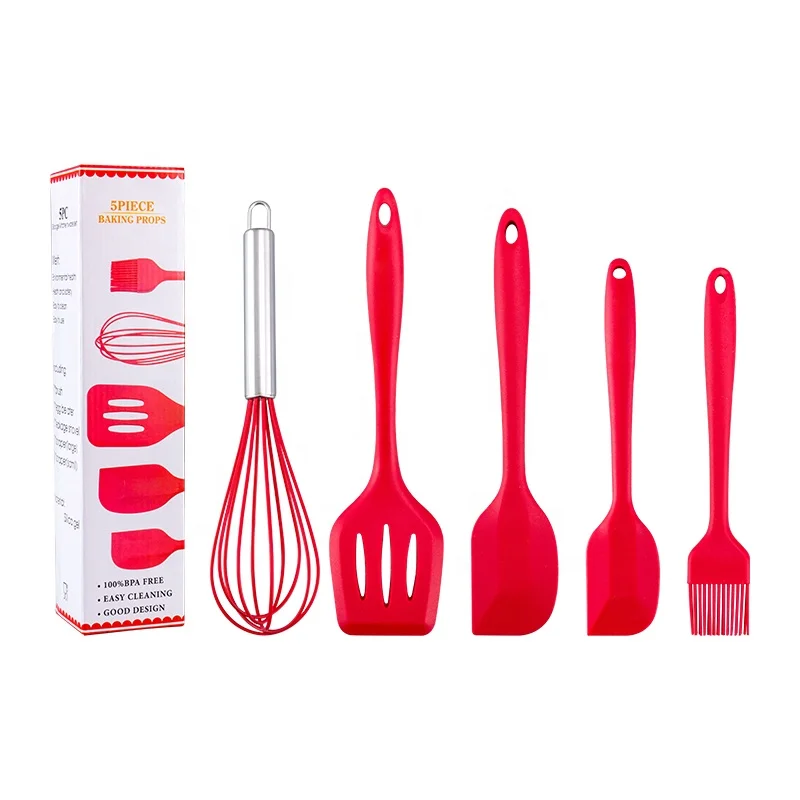 

Baking & Pastry Tool 5pcs Silicone Kitchenware Nonstick Spatula Silicon Baking Utensil Sets, Red/black