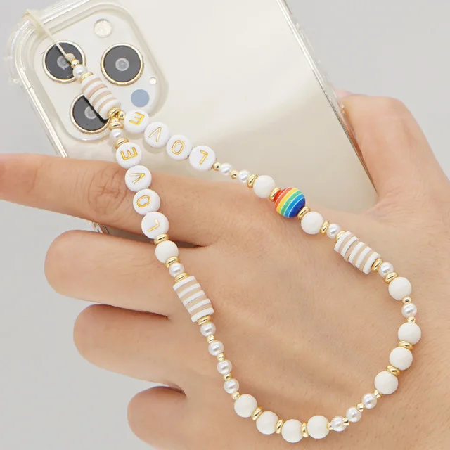 

2021 New arrival smile pattern fashion cell phone chain fit all smartphones, Multicolor