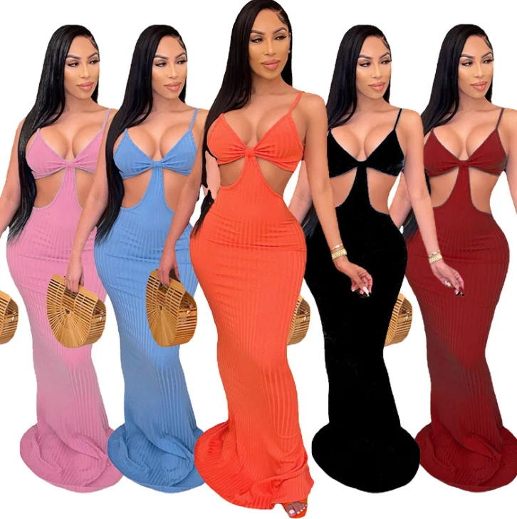 

New Arrivals Summer Sleeveless Sheath Clubwear Long Dress for Women Wholesale OEM ODM