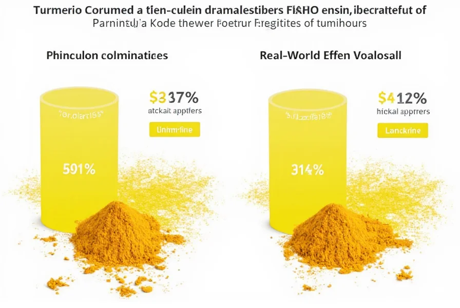 Comparison graphic showing laboratory versus real-world effectiveness of turmeric against parasites