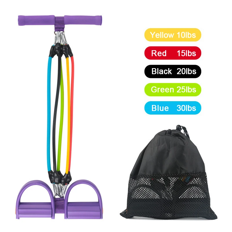 

Pull Ropes for Exerciser Rower Belly Resistance Bands Set Home Gym Sport Training Elastic Band Fitness Yoga Pulling Foot Pedal, Black/purple